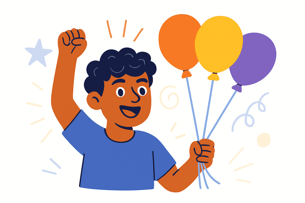 holding balloons