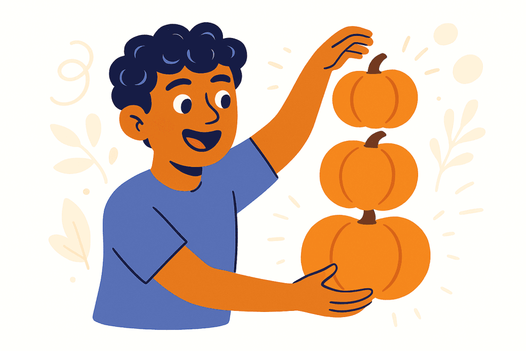 stacking pumpkins